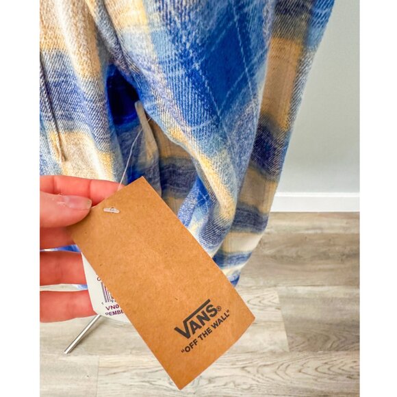Vans Pemberton Check Flannel Button-Up Shirt Jacket in Blue Depths-Oatmeal - Picture 13 of 15